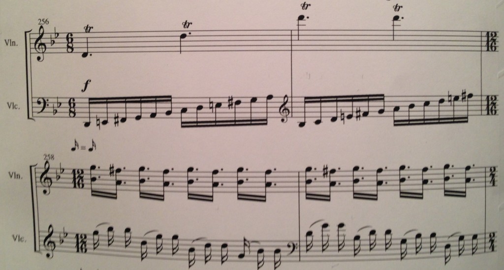 A modest example of Yangian string writing- to be played at the speed of light on four espressos